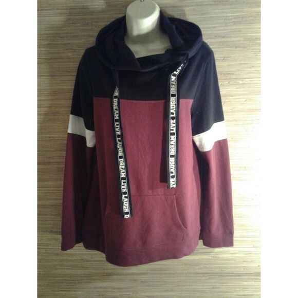 No boundries  FLEECE BURGUNDY &BLACK  HOODIE  M - Picture 1 of 6